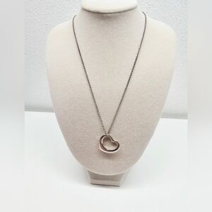 Tiffany & Co Sterling Silver Elsa Peretti Open Heart Necklace 16" With COA